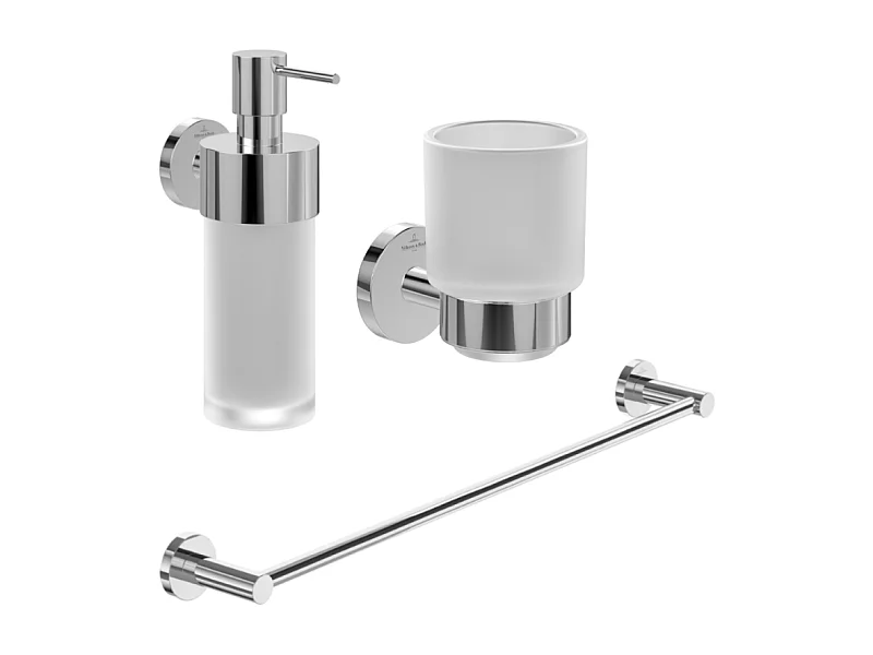 Porte-verre + Distributeur de savon + Barre porte-serviettes VILLEROY & BOCH Elements Tender