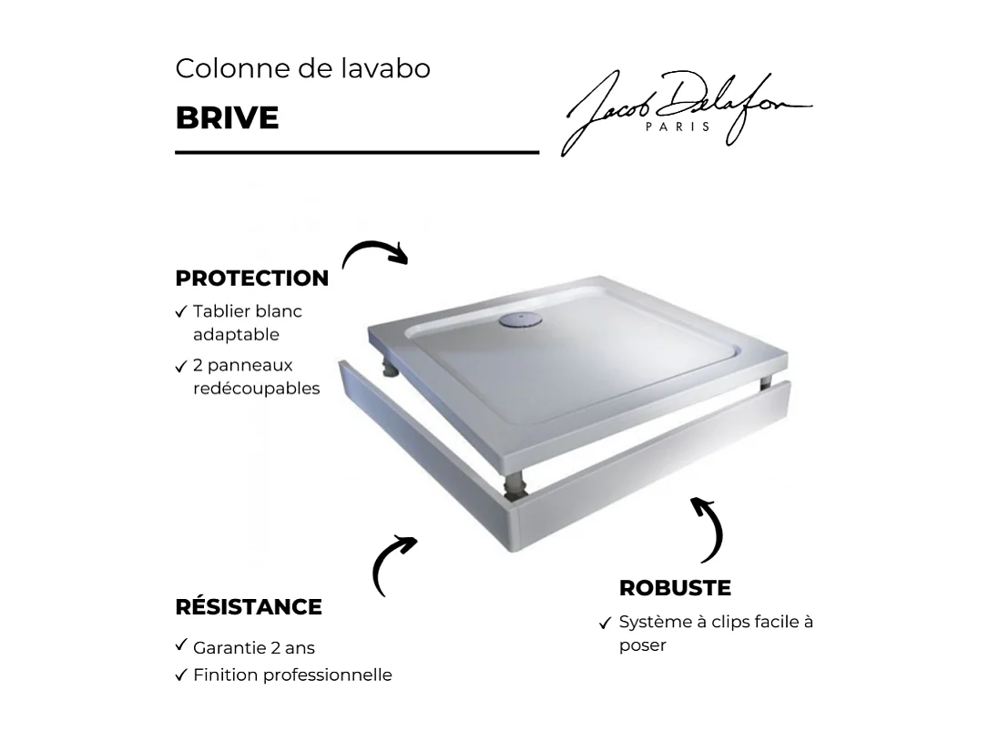 Kit de réhausse avec tablier blanc pour receveur Flight Jacob Delafon - E62505-00