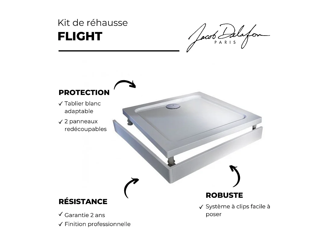 Kit de réhausse avec tablier blanc pour receveur Flight Jacob Delafon - E62505-00