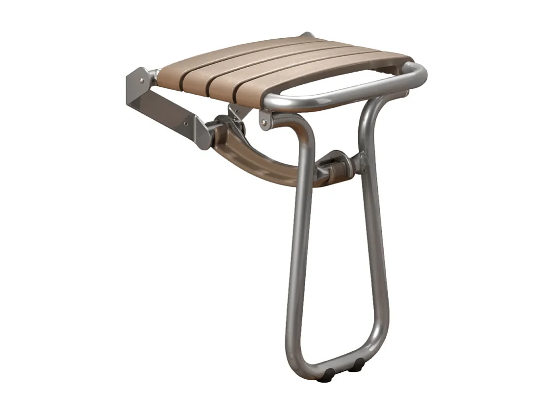 Siège de douche PMR PELLET Essentiel confort escamotable avec pied aluminium époxy gris lattes taupe