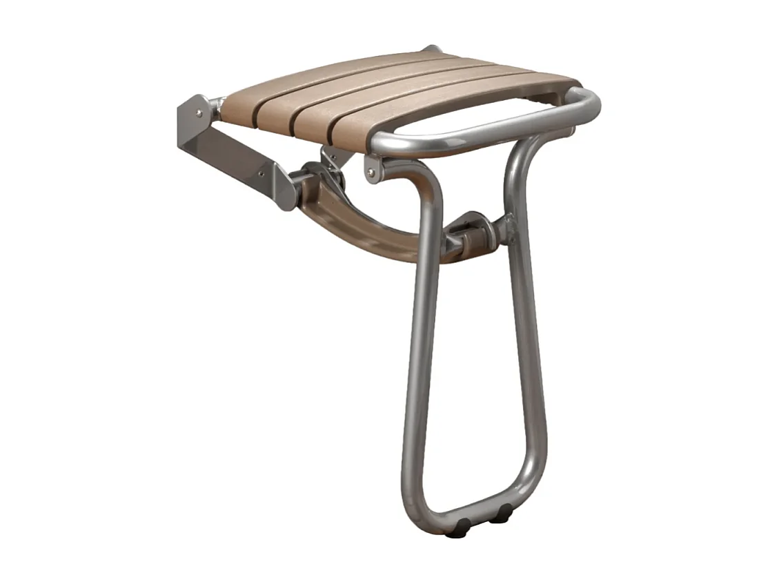 Siège de douche PMR PELLET Essentiel confort escamotable avec pied aluminium époxy gris lattes taupe