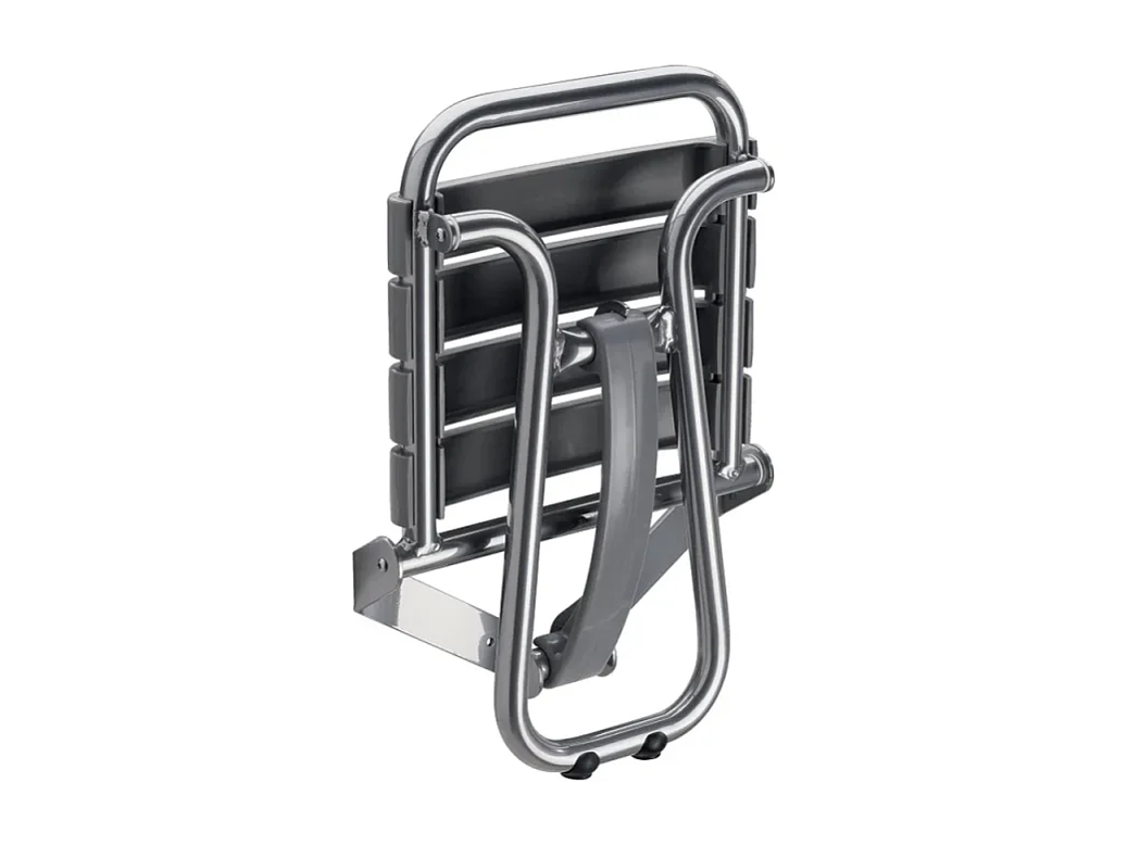 Siège de douche PMR PELLET Essentiel confort escamotable avec pied aluminium époxy gris lattes taupe