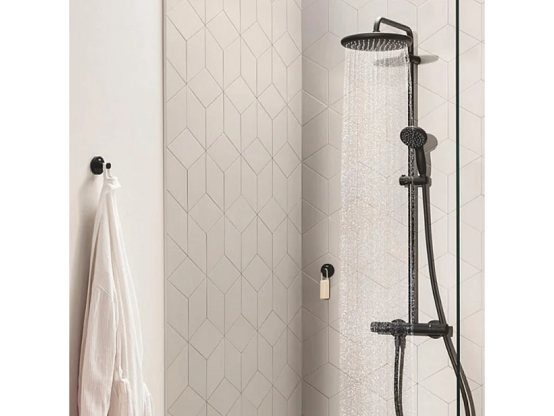 Patère murale + anneau porte serviettes GROHE Start noir mat