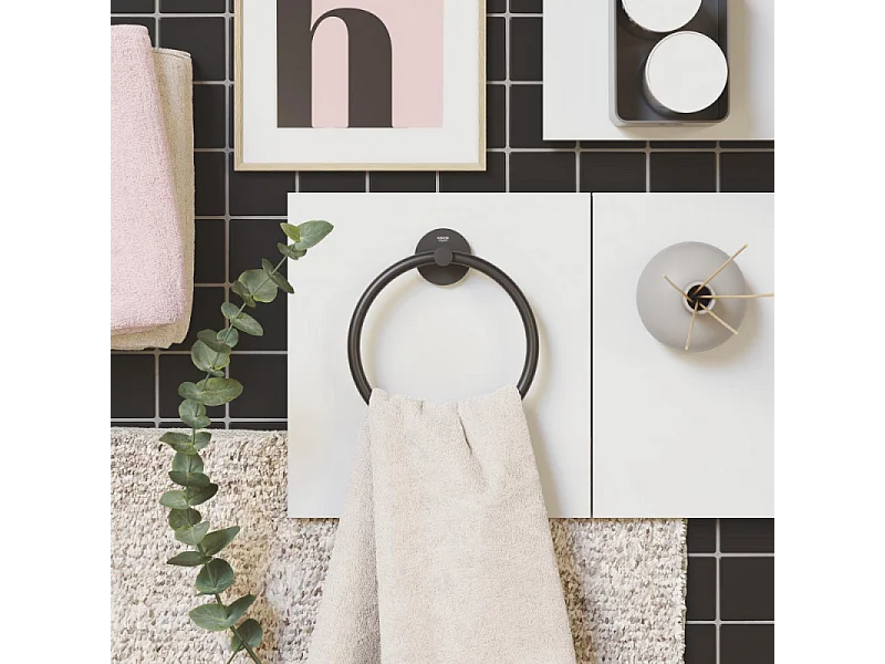 Anneau porte serviettes GROHE Start noir mat