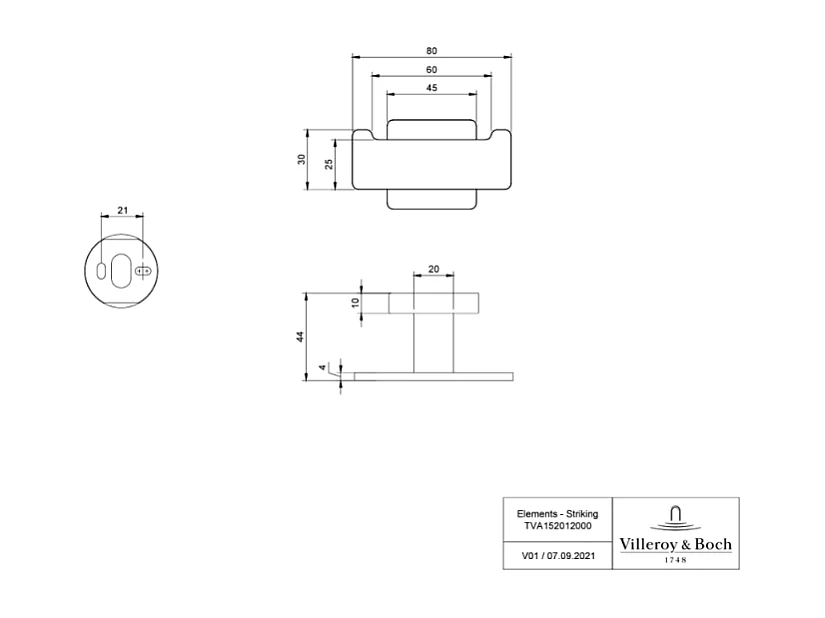 Crochet double VILLEROY ET BOCH Elements - Striking nickel brossé