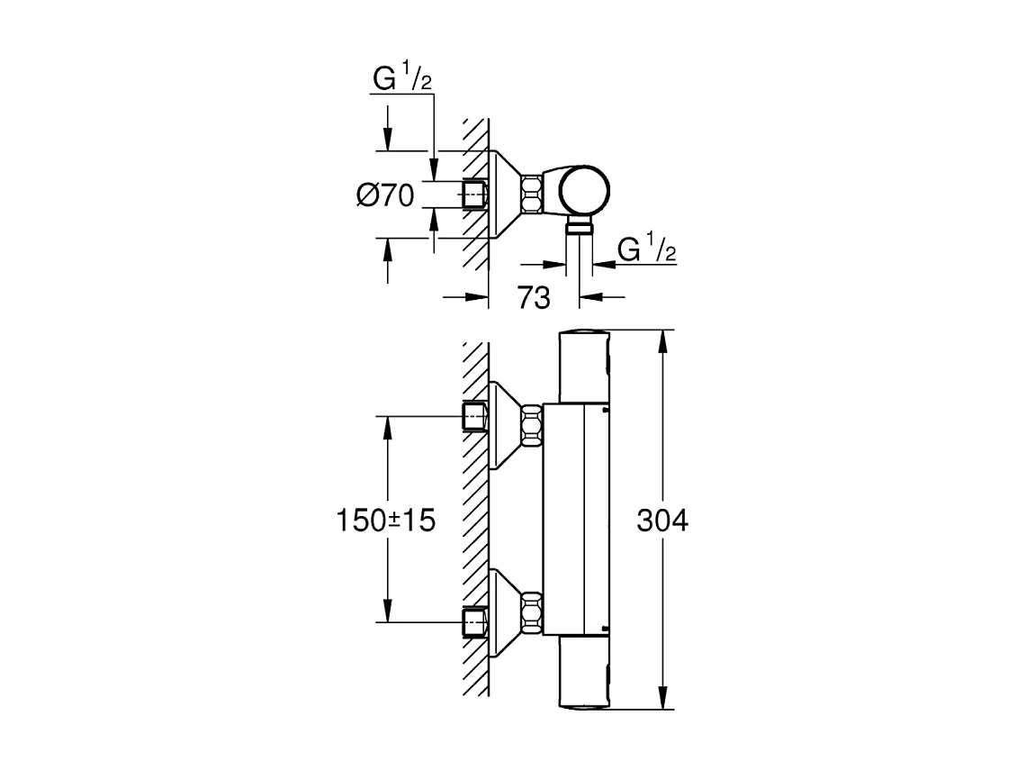 Misturador termostático de duche GROHE Precision Start Preto mate 345942430