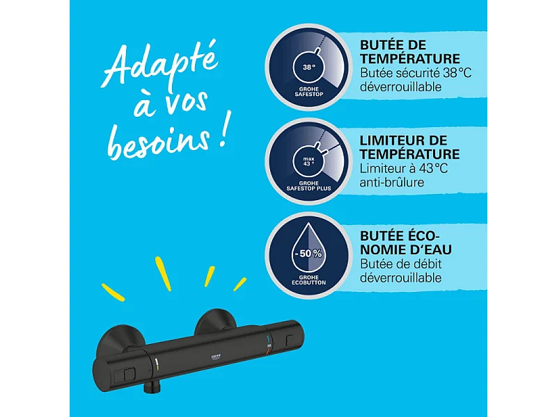 Misturador termostático de duche GROHE Precision Start Preto mate 345942430