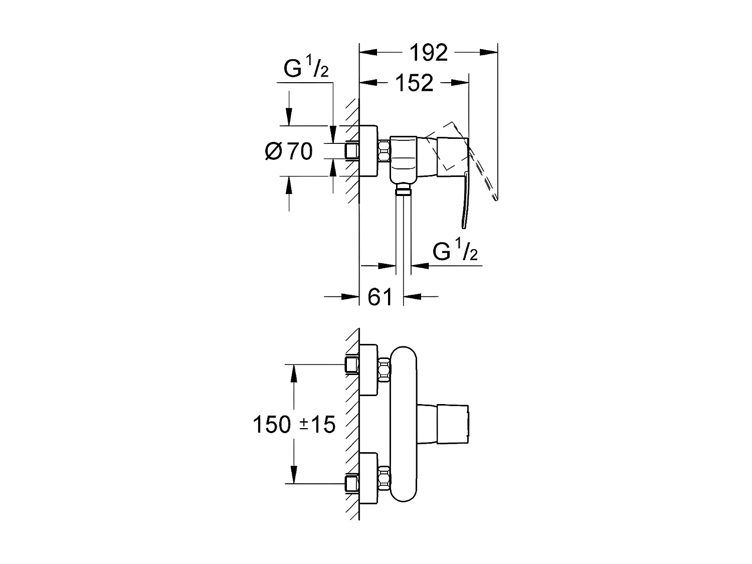 Mitigeur douche mécanique GROHE Quickfix Wave Cosmopolitan