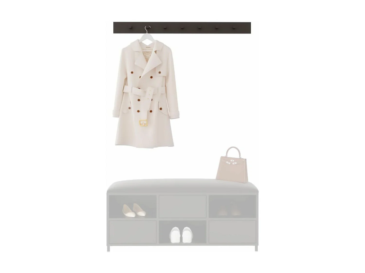 Czarny Wieszak na ubrania Riva / szerokość 120 cm