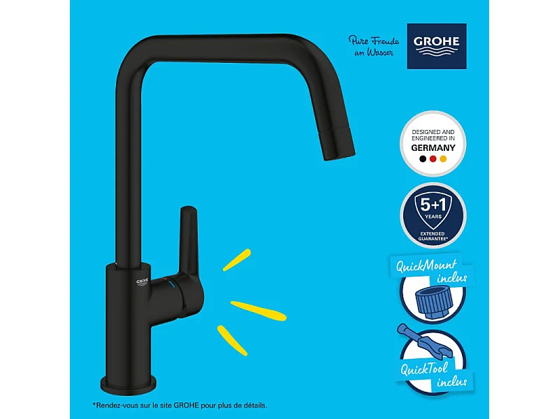 Robinet de cuisine GROHE Start bec haut noir mat