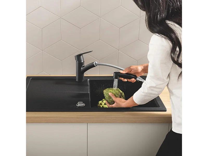 Grifo de cocina con ducha GROHE Start negro mate