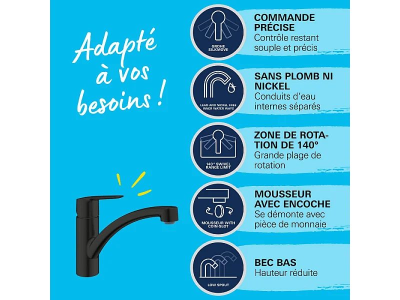 Grifo de cocina GROHE Start negro mate