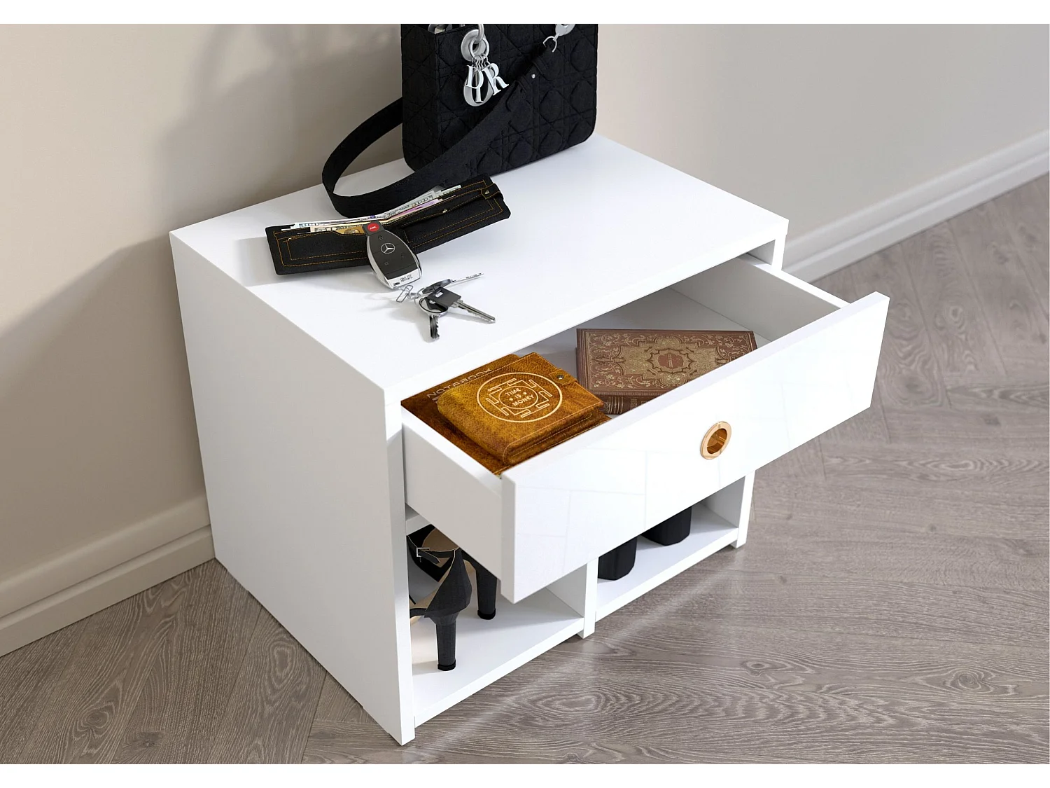 Biała Szafka Mirage z szufladą / wysoki połysk / szer. 54 cm