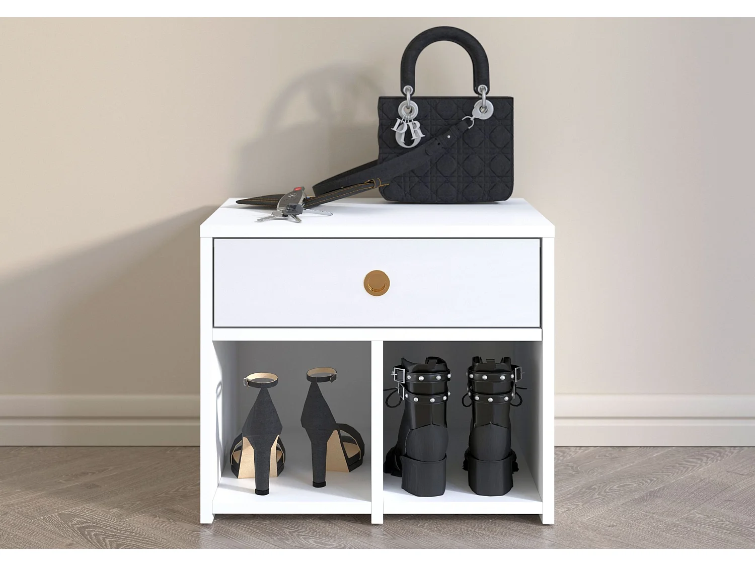 Biała Szafka Mirage z szufladą / wysoki połysk / szer. 54 cm