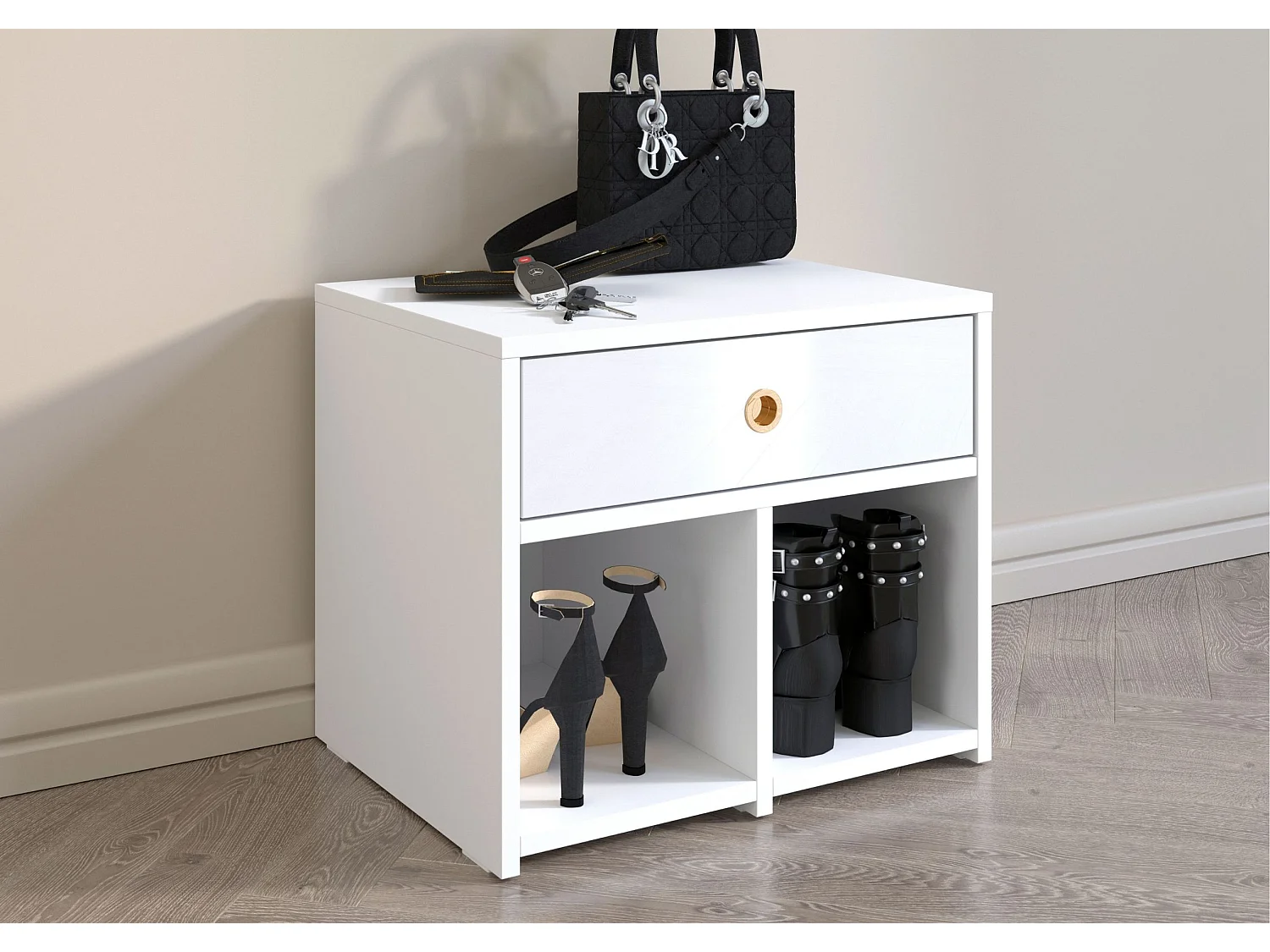 Biała Szafka Mirage z szufladą / wysoki połysk / szer. 54 cm