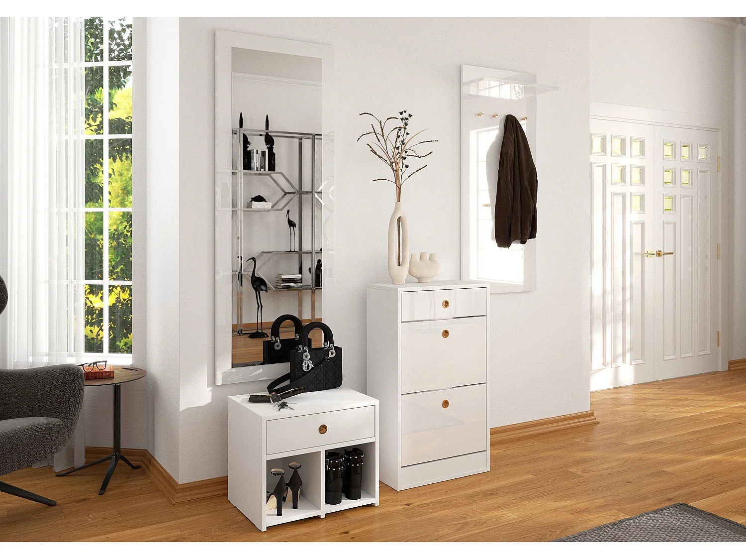 Biała Szafka Mirage z szufladą / wysoki połysk / szer. 54 cm