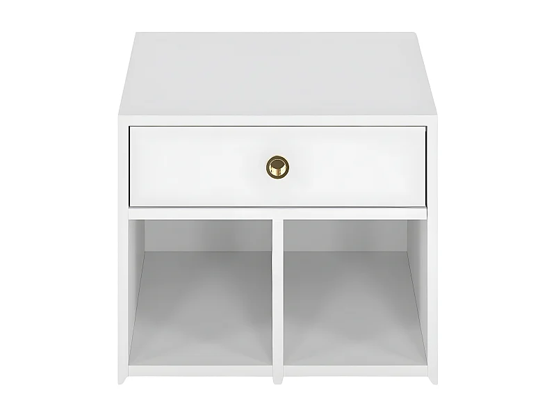 Meuble blanc - siège avec étagères et tiroir MIRAGE / haute brillance