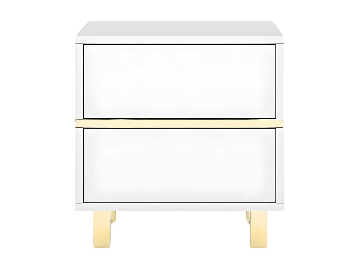 Biała Szafka Nocna Magica ze złotymi dodatkami / szer. 49 cm