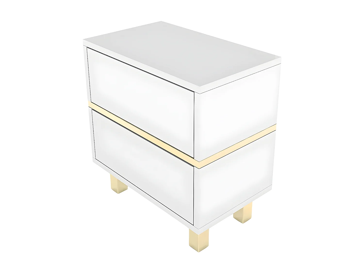 Biała Szafka Nocna Magica ze złotymi dodatkami / szer. 49 cm