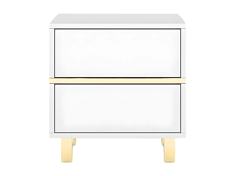 Table de chevet élégante blanche MAGICA avec des accents dorés / largeur 49 cm