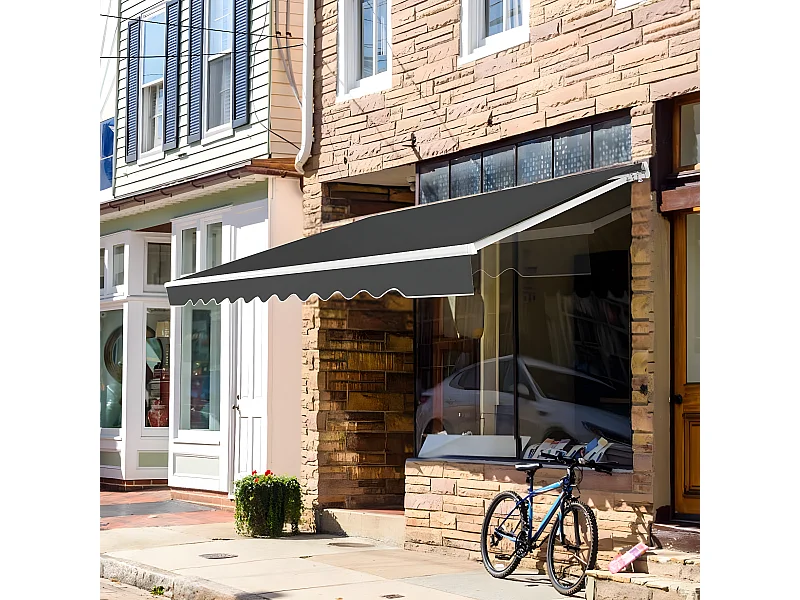 Store Banne de Balcon Rétractable avec Tissu et velours Résistant aux UV et à l'eau, Cadre en Aluminium Angle Réglable 5-35° ,3,6 x 3 m