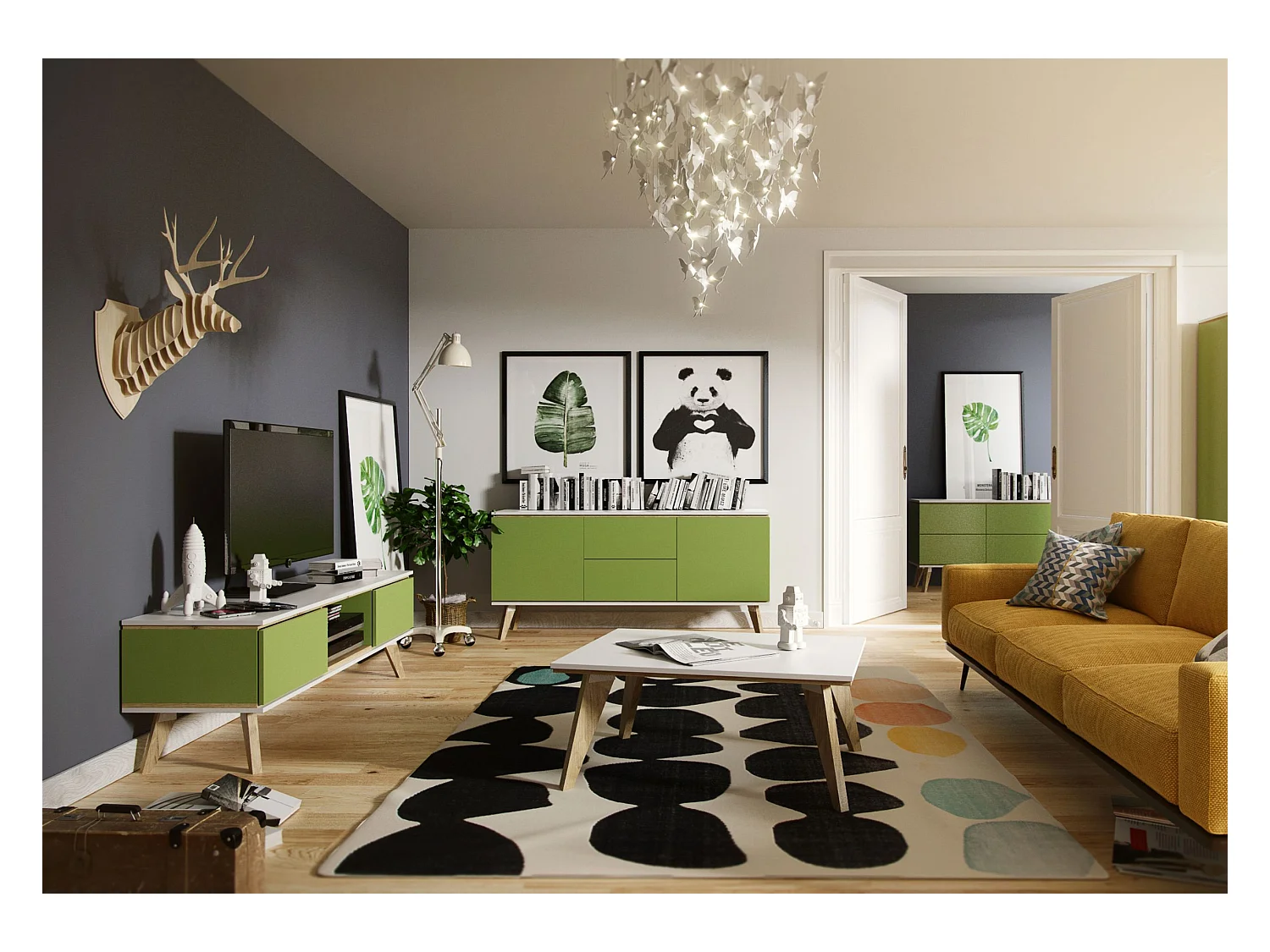 Zielona Komoda Rtv Jorgen / szer. 160 cm