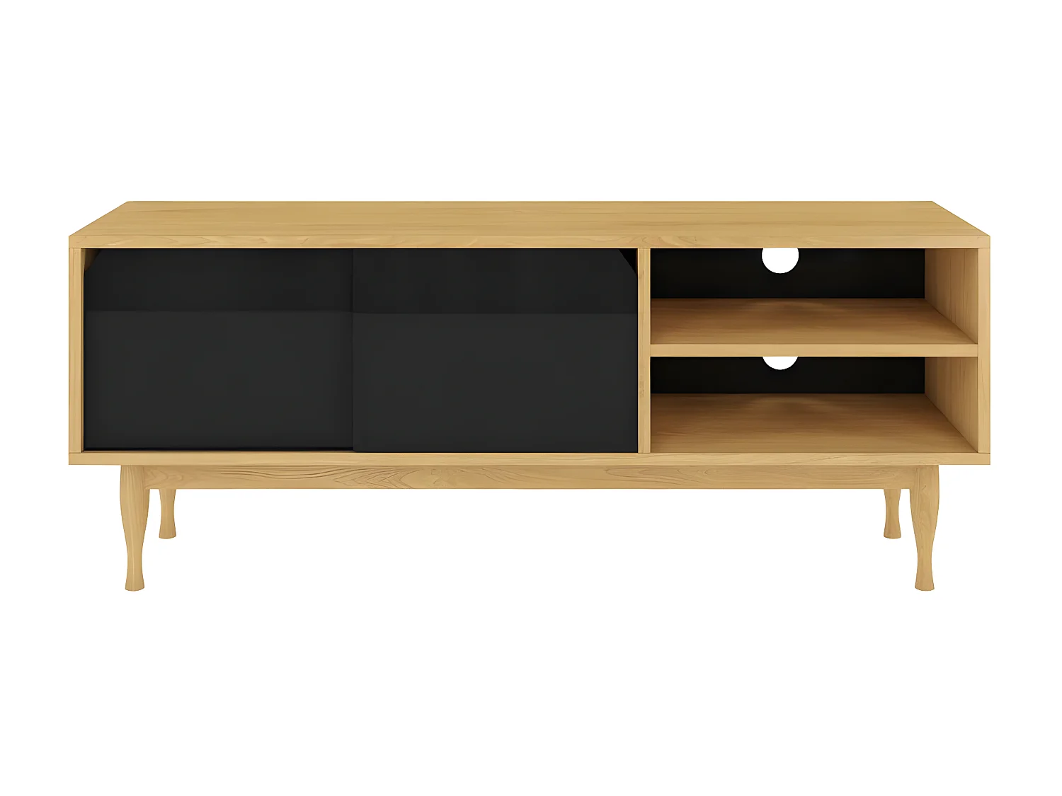 Meuble TV ELZA BLACK sur pieds en chêne - 135 cm