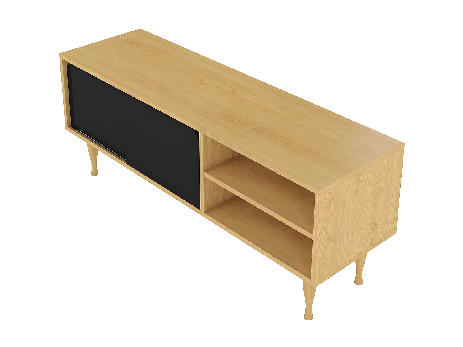 Meuble TV ELZA BLACK sur pieds en chêne - 135 cm