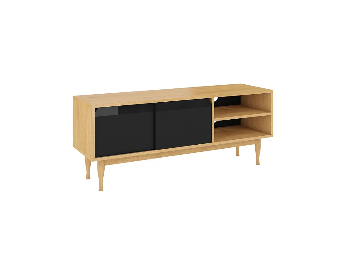 Szafka Rtv Elza Black na dębowych nogach / szer. 135 cm