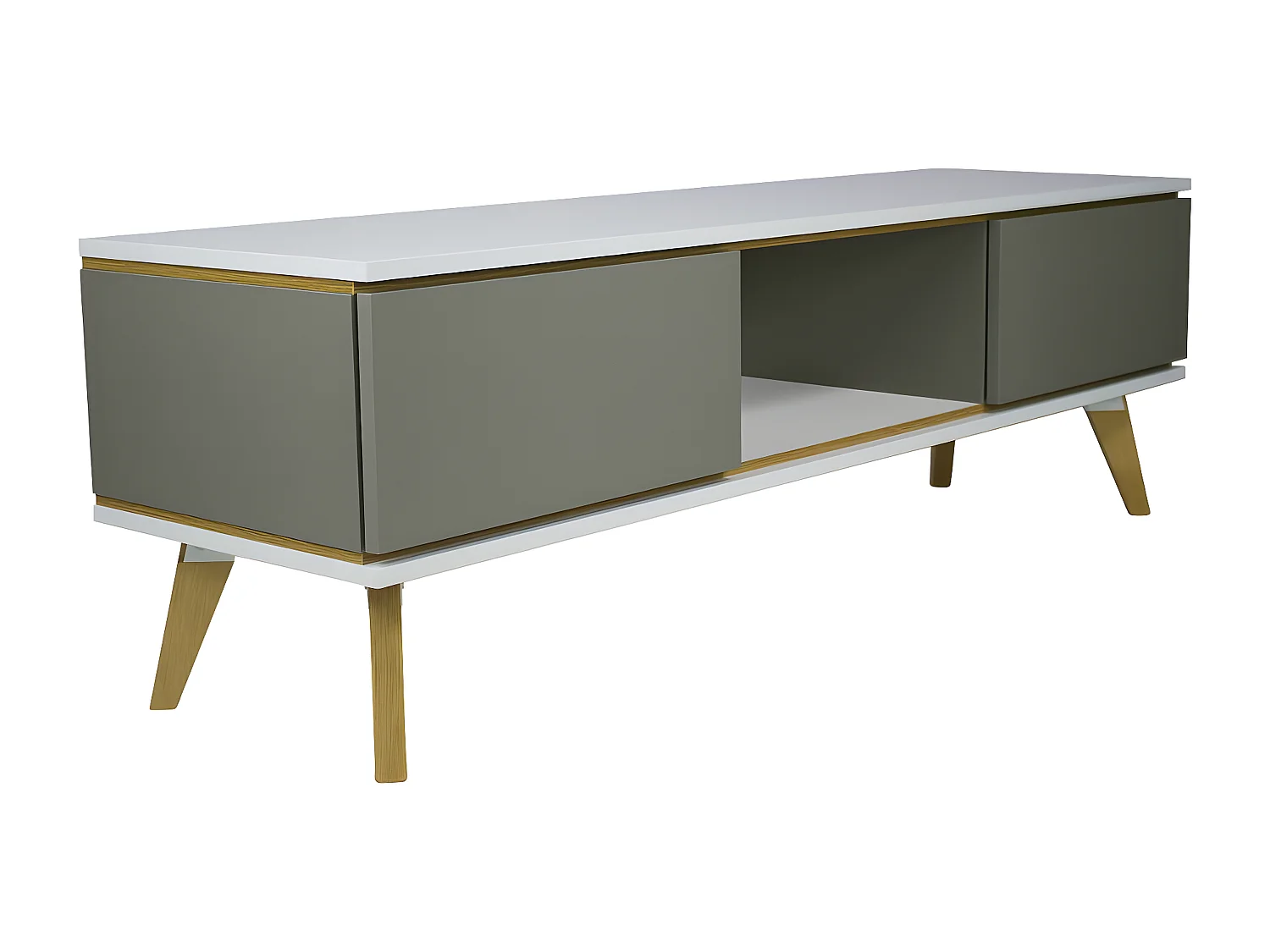 Commode TV grise JORGEN / largeur 160 cm