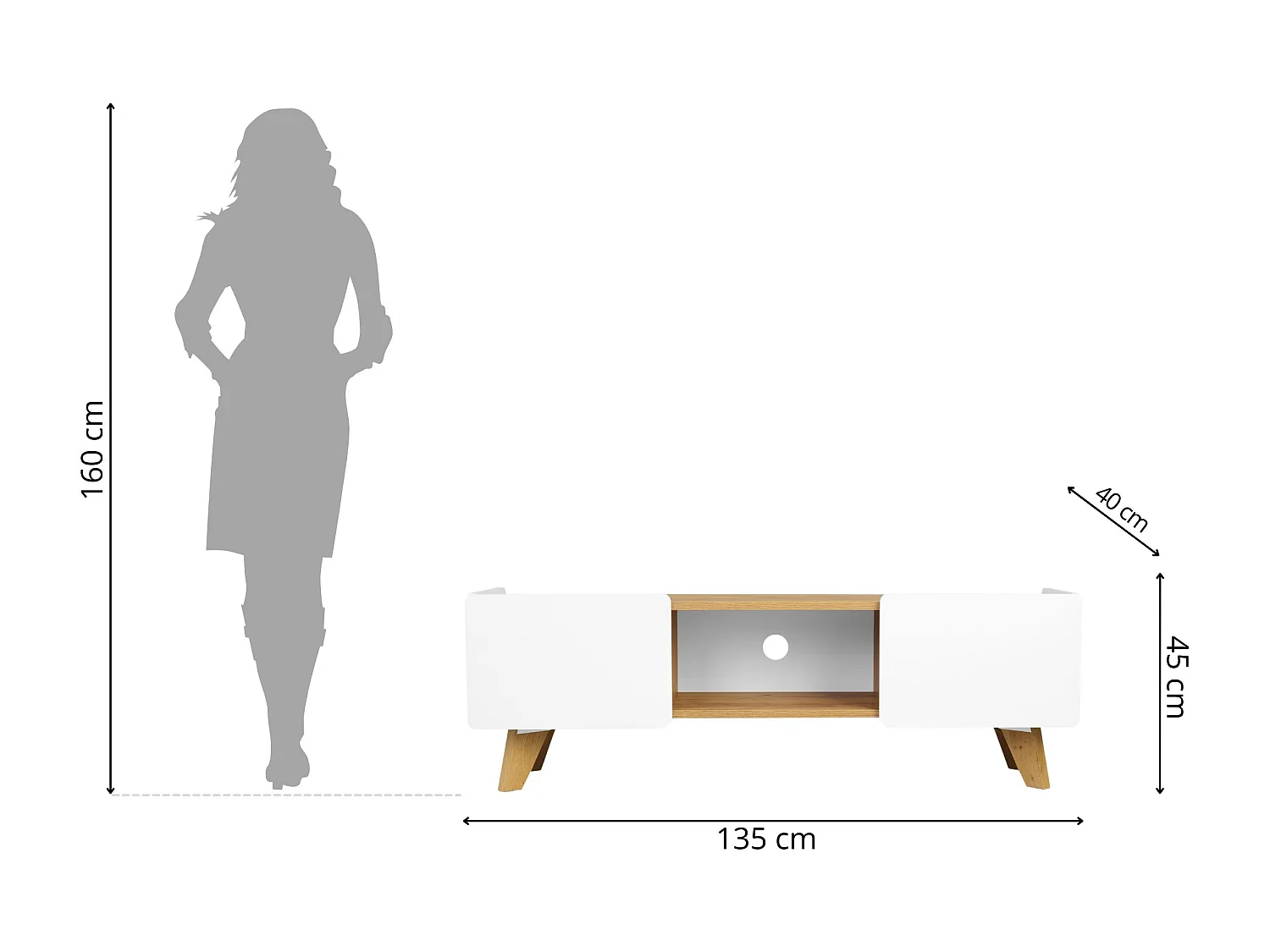 Szafka RTV LETT 135 biała/dąb