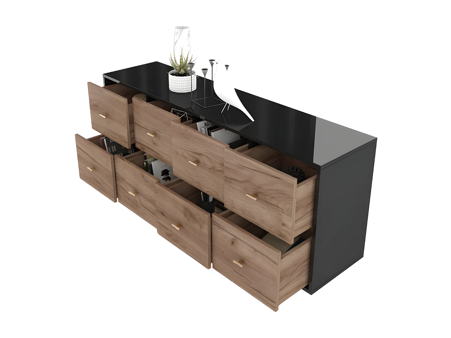 Komoda MAUD 160 czarna/dąb