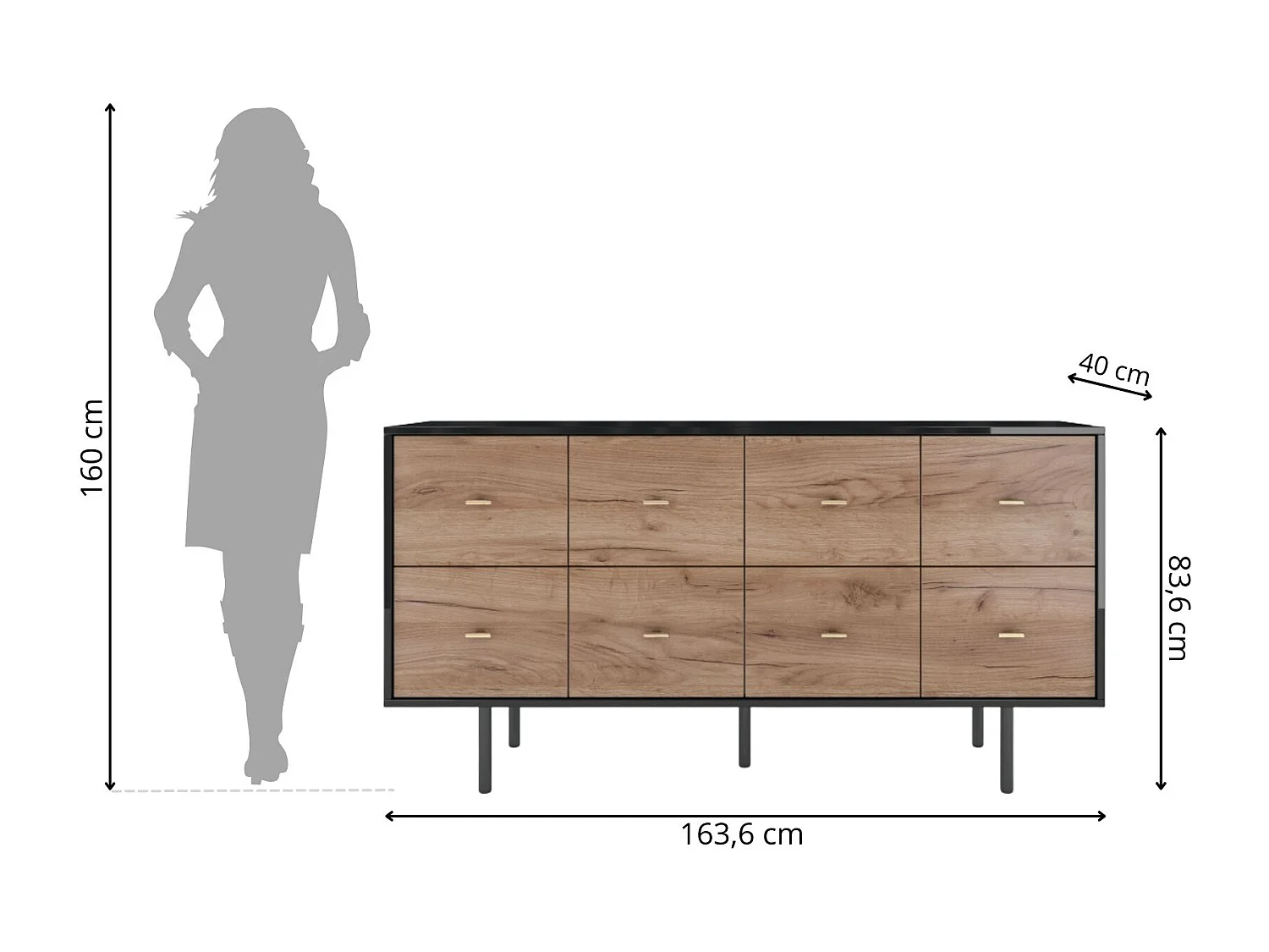 Buffet élégante MAUD / largeur 163 cm