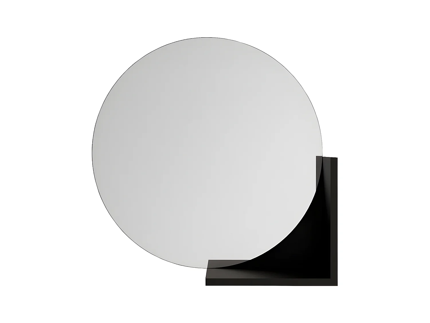Miroir rond noir avec étagère LUCIJA / diamètre 60 cm
