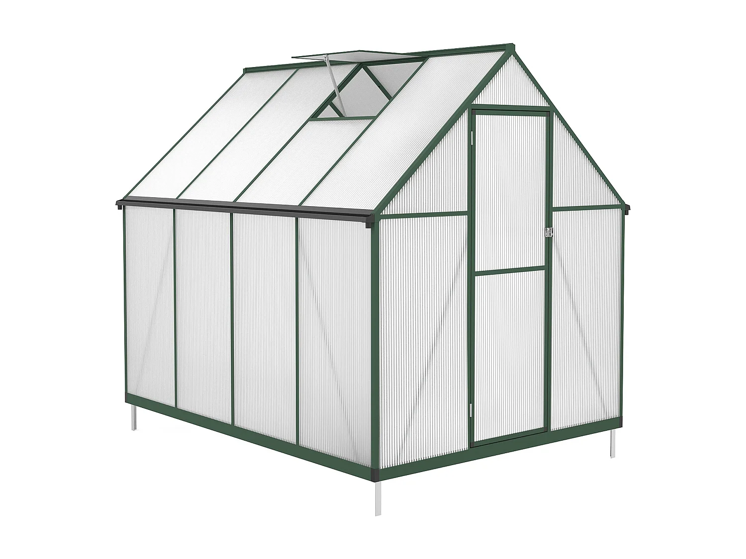 Serre de jardin en polycarbonate et aluminium - 4 m² - Vert - ASTELIA