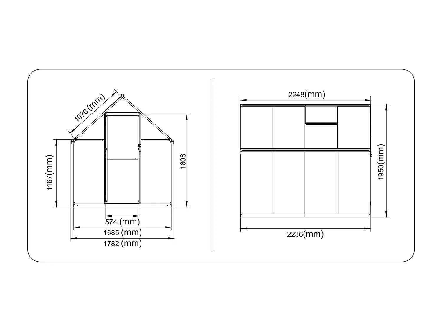 Serre de jardin en polycarbonate et aluminium - 4 m² - Vert - ASTELIA