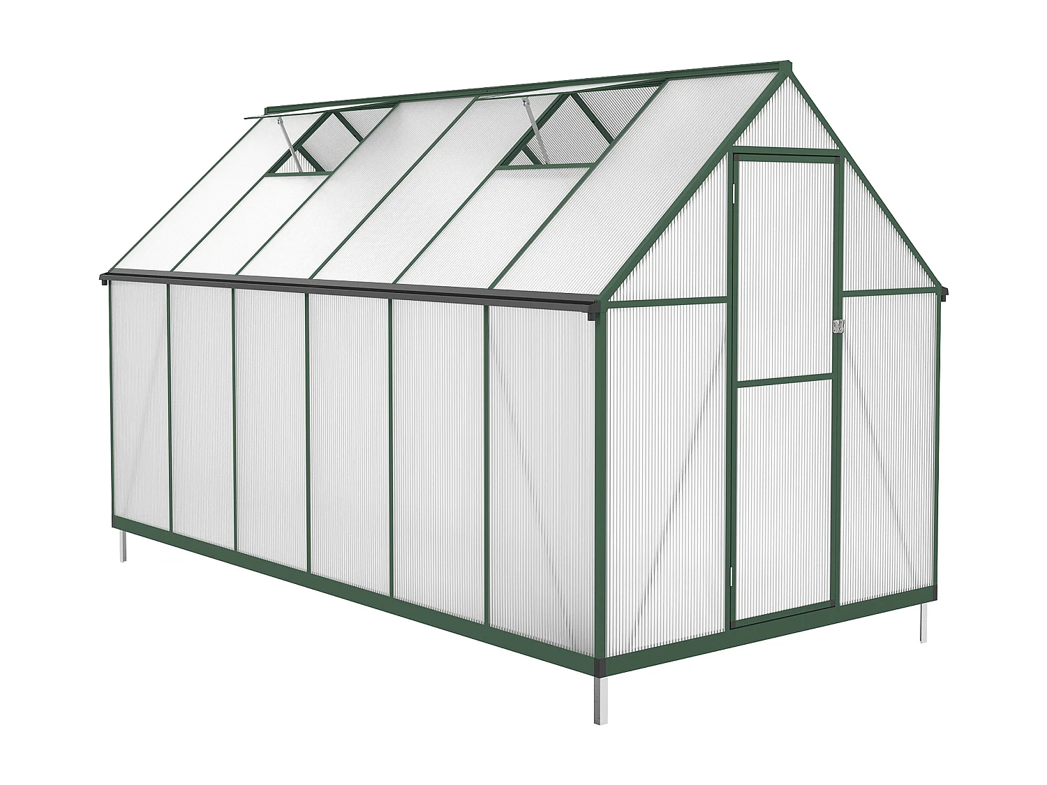 Tuinkas van polycarbonaat en aluminium - 6 m² - Groen - ASTELIA
