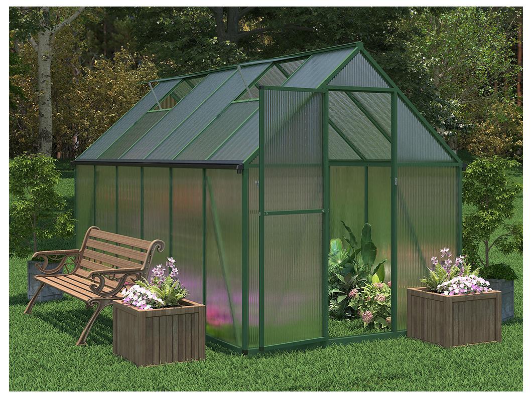 Gewächshaus - Polycarbonat & Aluminium - 6 m² - Grün - ASTELIA