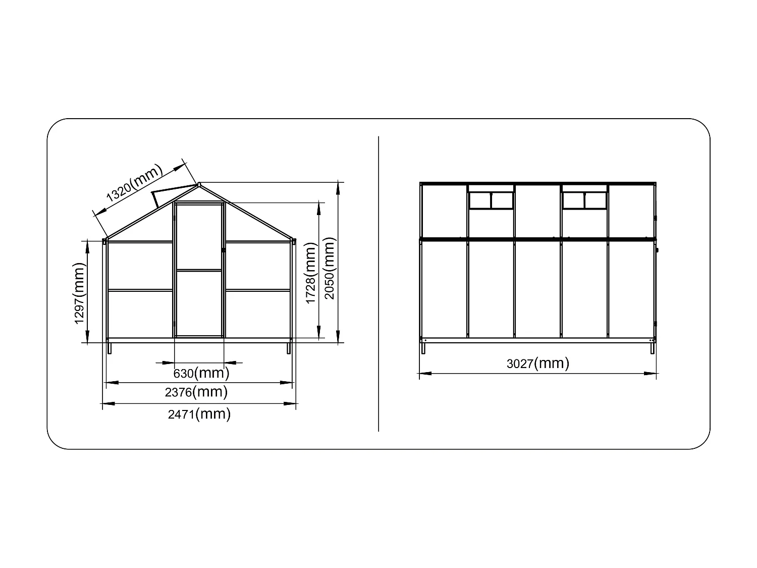 Tuinkas van polycarbonaat en aluminium - 7,48 m² - Groen - ASTELIA