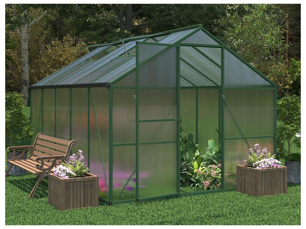 Serre de jardin en polycarbonate et aluminium - 7,48 m² - Vert - ASTELIA