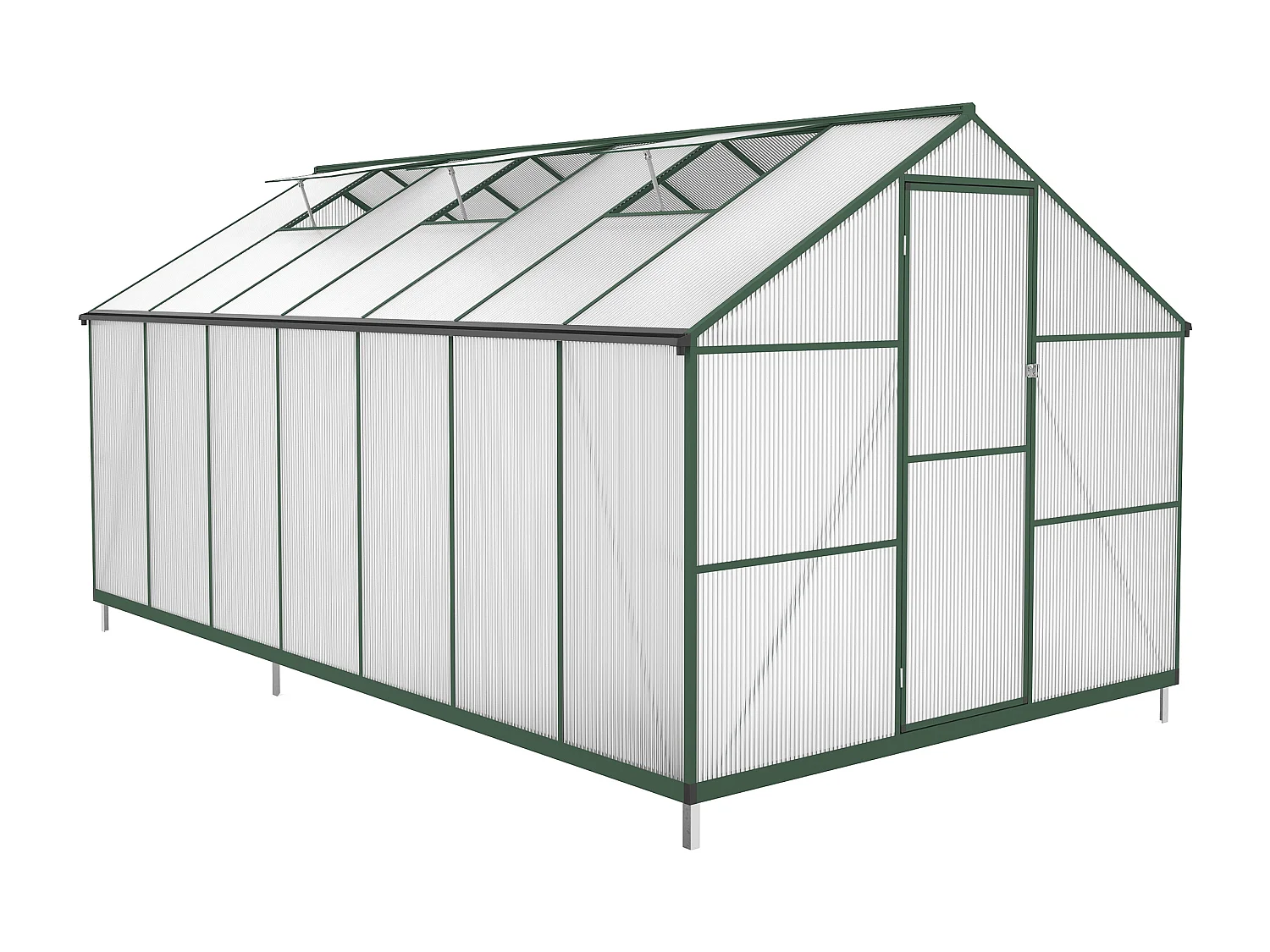 Serre de jardin en polycarbonate et aluminium - 10,42 m² - Vert - ASTELIA