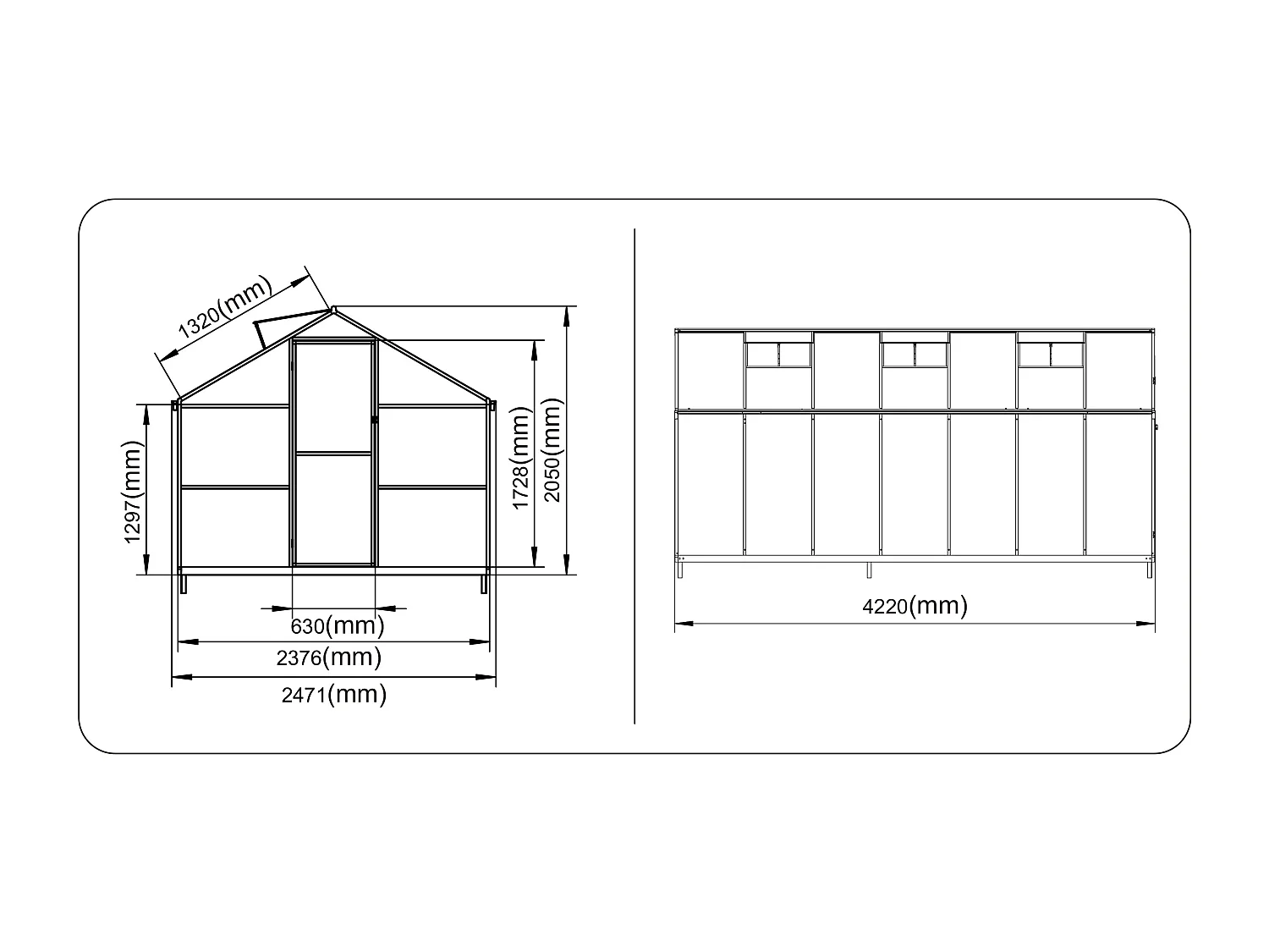 Tuinkas van polycarbonaat en aluminium - 10,42 m² - Groen - ASTELIA
