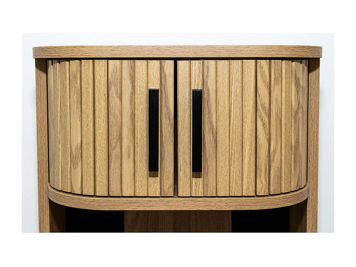 Table de nuit en lamelles bois et métal Kyoto (Lot de 2)