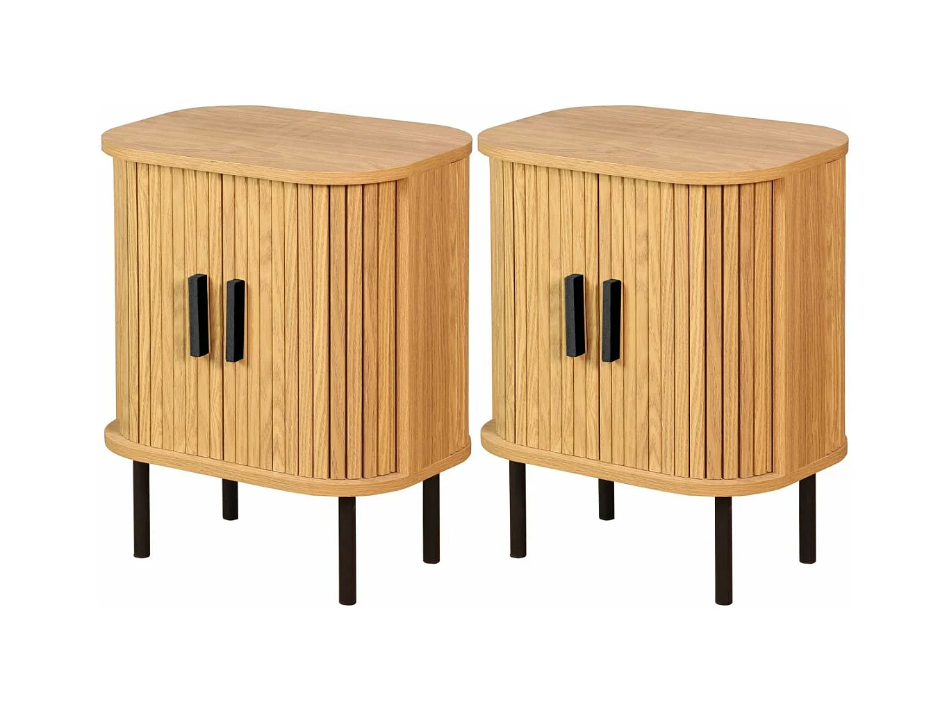 Table de nuit en bois et métal à lamelles KYOTO (Lot de 2)