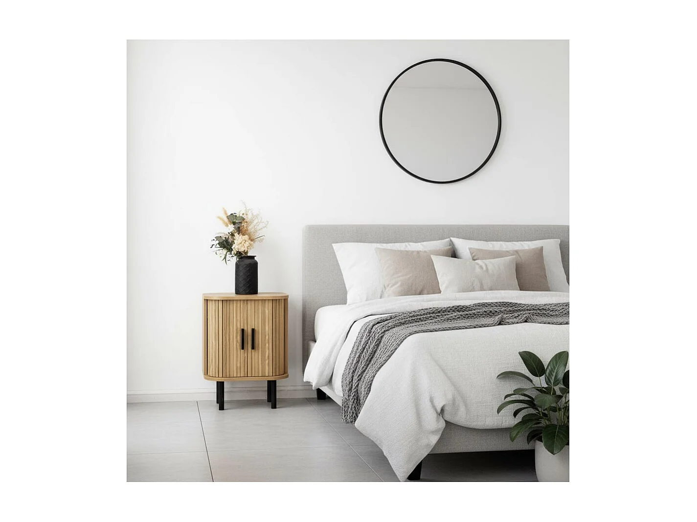 Table de nuit en bois et métal à lamelles Kyoto (Lot de 2)