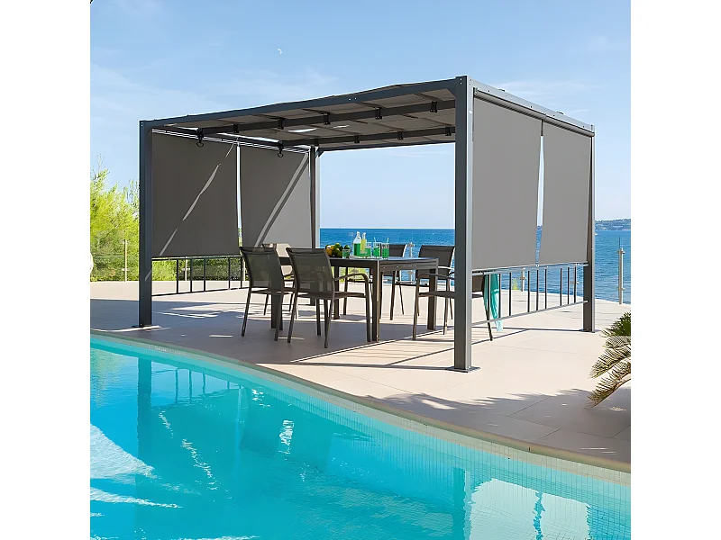Tonnelle Moai 3x4 m ardoise Hespéride