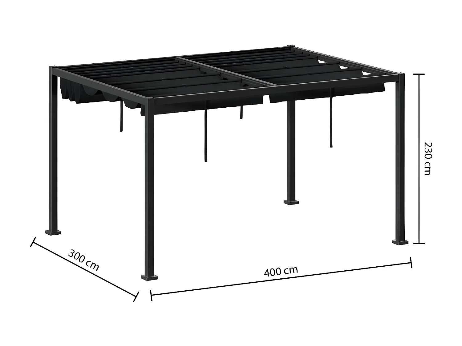 Tonnelle 4 x 3 m aluminium ardoise / graphite Zalya Hespéride