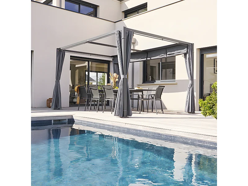 Tonnelle 4 x 3 m aluminium ardoise / graphite Zalya Hespéride