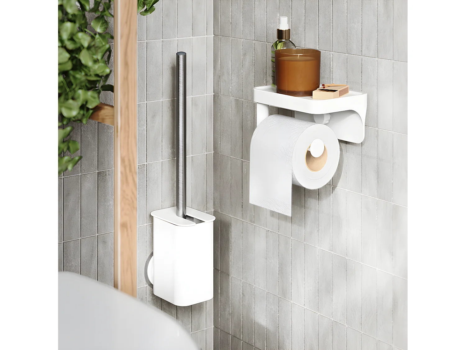 Brosse wc Flex adhésive Blanc  Umbra