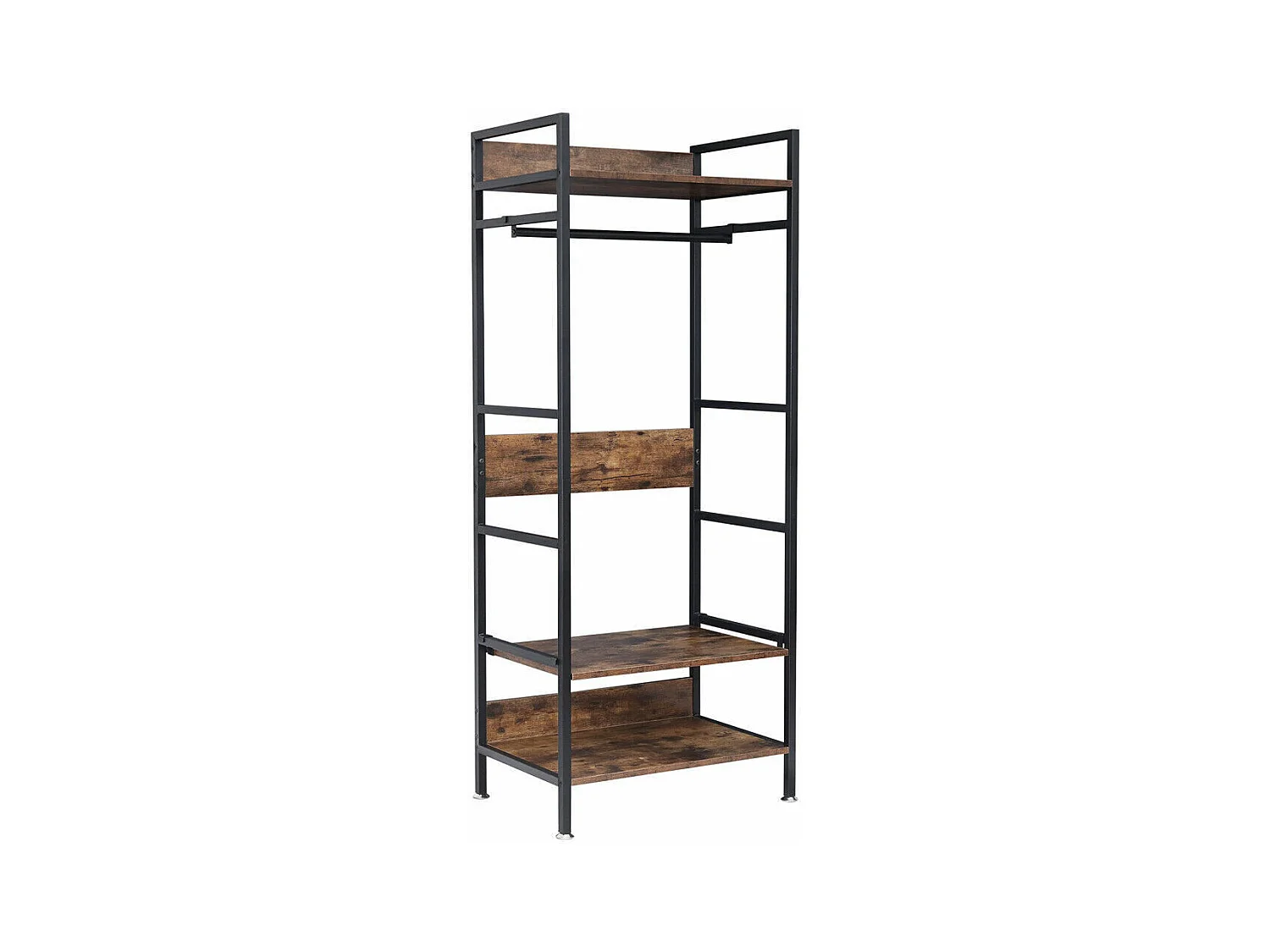 Portant à Vêtement - Armoire Ouverte en Métal et Bois Amovible Penderie à Vêtements - 162x60x40cm